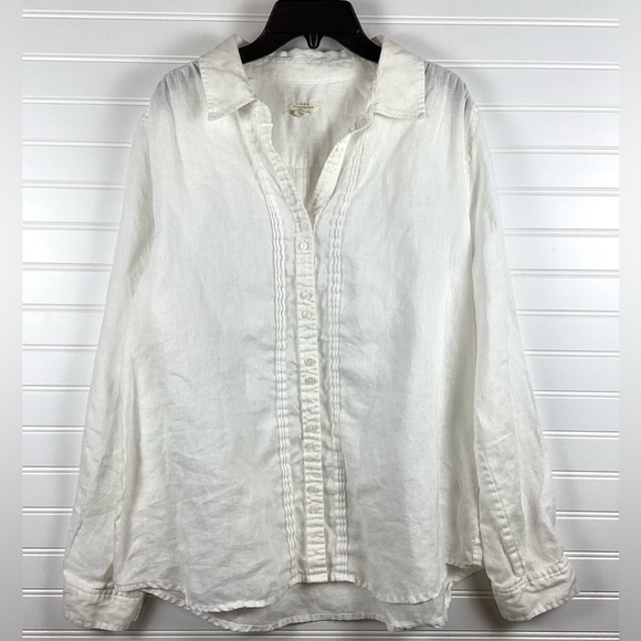 Charter Club Luxury 100%Linen white Long Sleeve Button Down Shirt Size Large - Picture 7 of 7